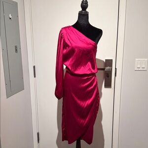 Fashion Nova One-Shoulder fuchsia Dress